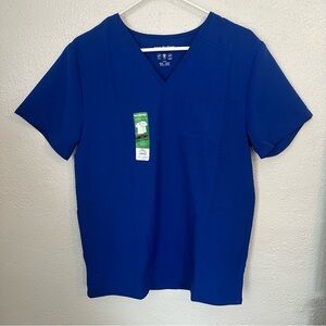 NWT Scrubstar Unisex Small Scrub Top Royal Cobalt Blue V Neck Core Essentials